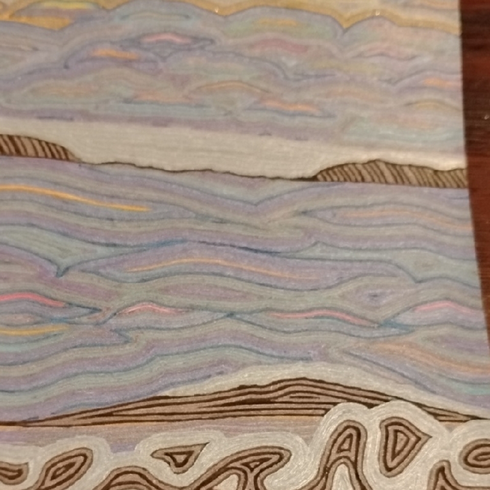 Handmade One Of A Kind Colorful Sunset Ocean Gell Pen Art Card 8.5"X11" - Picture 15 of 16